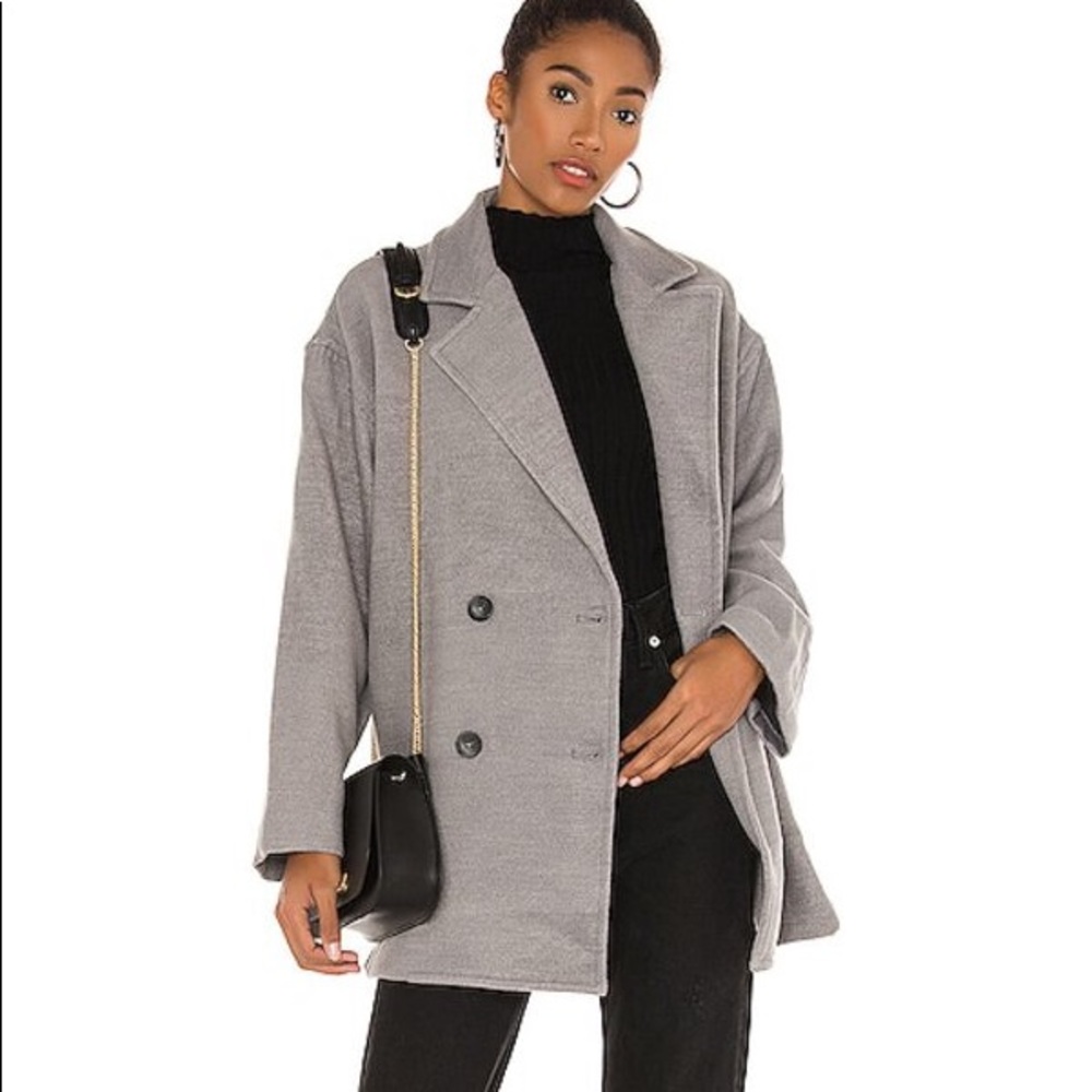 Free People Hannah Blazer Jacket Coat Grey Size S